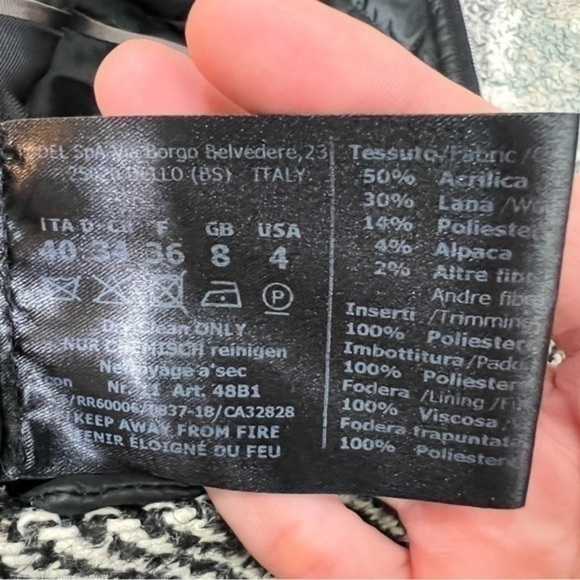 Cinzia Rocca Tweed Wool Coat Women’s 4 Grey Black Zip In Vest Classic - Picture 12 of 12